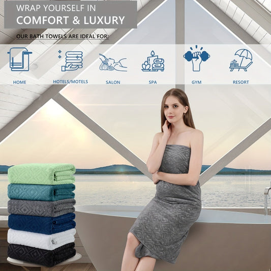 Towel Set 8 Piece 700GSM with 2 Bath Towels, 2 Hand Towels and 4 Washcloths in 16 Colors for Home and Guest Use