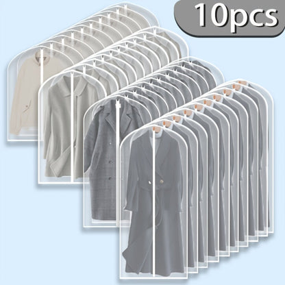 Ten-Piece Translucent Hanging Garment Bag Set with Full Zippers in Four Exact Length Options