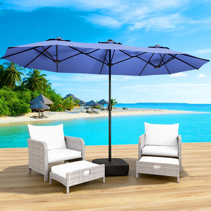 Patio Umbrella 15FT Double-Sided Large Outdoor Umbrella with Base – UPF 50+ UV Protection, Wind Resistant, Crank Open for Garden Pool Backyard