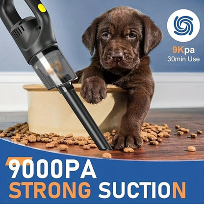 Black Cordless Handheld Vacuum Cleaner with Detachable Dust Bin, Extension Tube and Two Brush Attachments