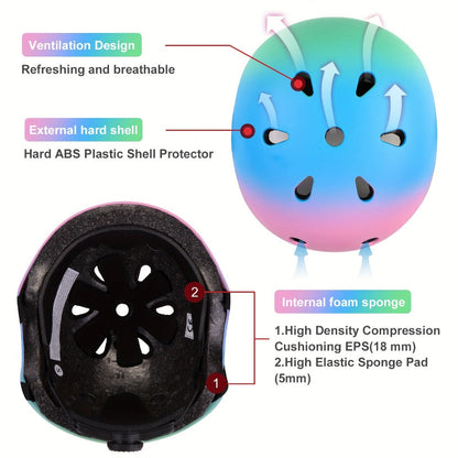 3D Shark Kids Bike Helmet with Knee and Elbow Pads Set, Ultra-Light 230g Adjustable Safety Helmet Ages 5+