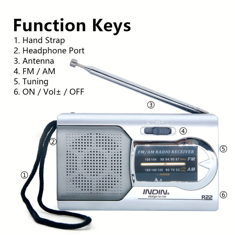 Portable AM FM Shortwave Radio with VFD Display, 21-Inch Antenna Long-Range Reception, AA Battery or DC Powered, Earphone Jack, for Emergency Preparedness Home Travel Seniors Camping
