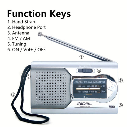Portable AM FM Shortwave Radio with VFD Display, 21-Inch Antenna Long-Range Reception, AA Battery or DC Powered, Earphone Jack, for Emergency Preparedness Home Travel Seniors Camping