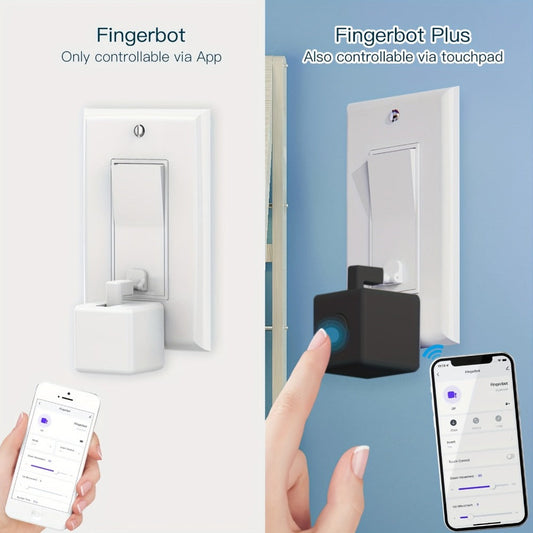 Smart Button Pusher Robot Fingerbot Plus – MOES Wireless Automatic Switch Controller, Works with Alexa, Google Home & Tuya App, No Wiring 5-Second Install, Retrofit Any Button or Switch (Black/White/Kit)