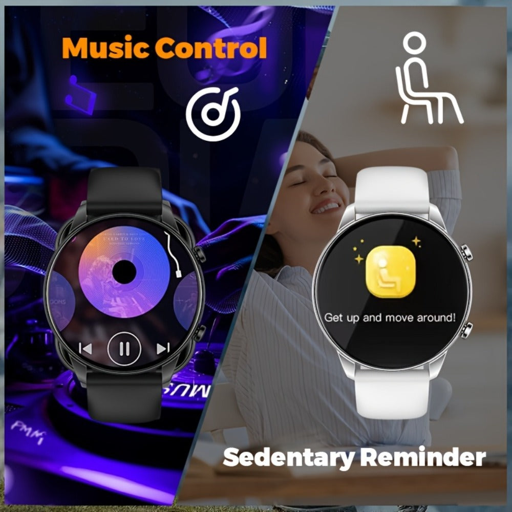 Smartwatch 2.01 Inch Round Dial with Calling, 100 Sport Modes, Games and Calculator with Two Band Styles