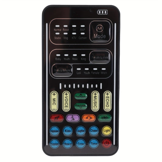 Voice Changer Sound Card with 8 Voice Effects & LED Lights – Portable Live Sound Board for PS4, PS5, Xbox, PC, Phone, Laptop, Tablet | Male to Female, Gaming & Streaming Voice Modulator