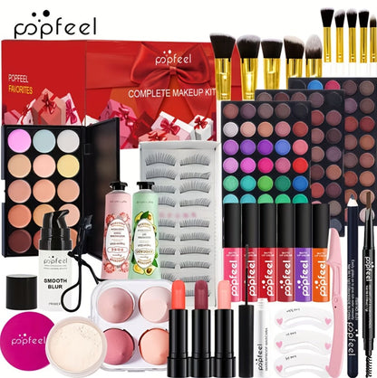 Makeup Kit with Foundation Blush Eyeshadow Palette Mascara and Brush for Women Beginners Gift