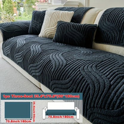 Sofa Cover Wave-Texture Plush Panels for 2 to Large 4-Seater Sofas, Armrest or Pillowcase Options