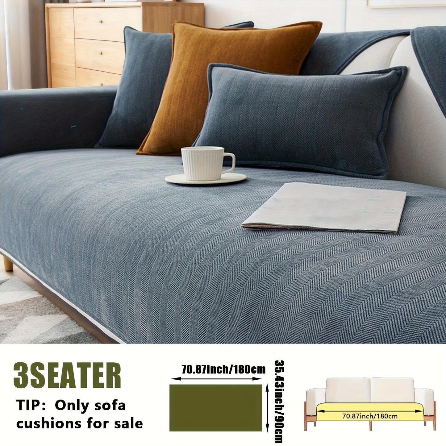 Sofa Cover Ribbed Chenille Stretch Panels with Non-Slip Design for 1 to 4 Seats, Armrests or Cushions