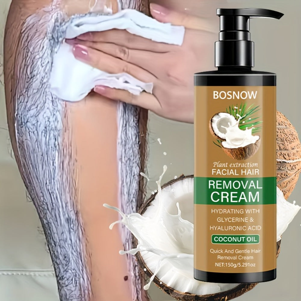 Hair Removal Cream BOSNOW 150g Coconut Oil Pump Bottle with Carton for External Body Grooming