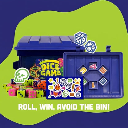 Eighty-Dice Party Board Game with Storage Bin, Four Color Sets, Lid Board and Adult Group Rules