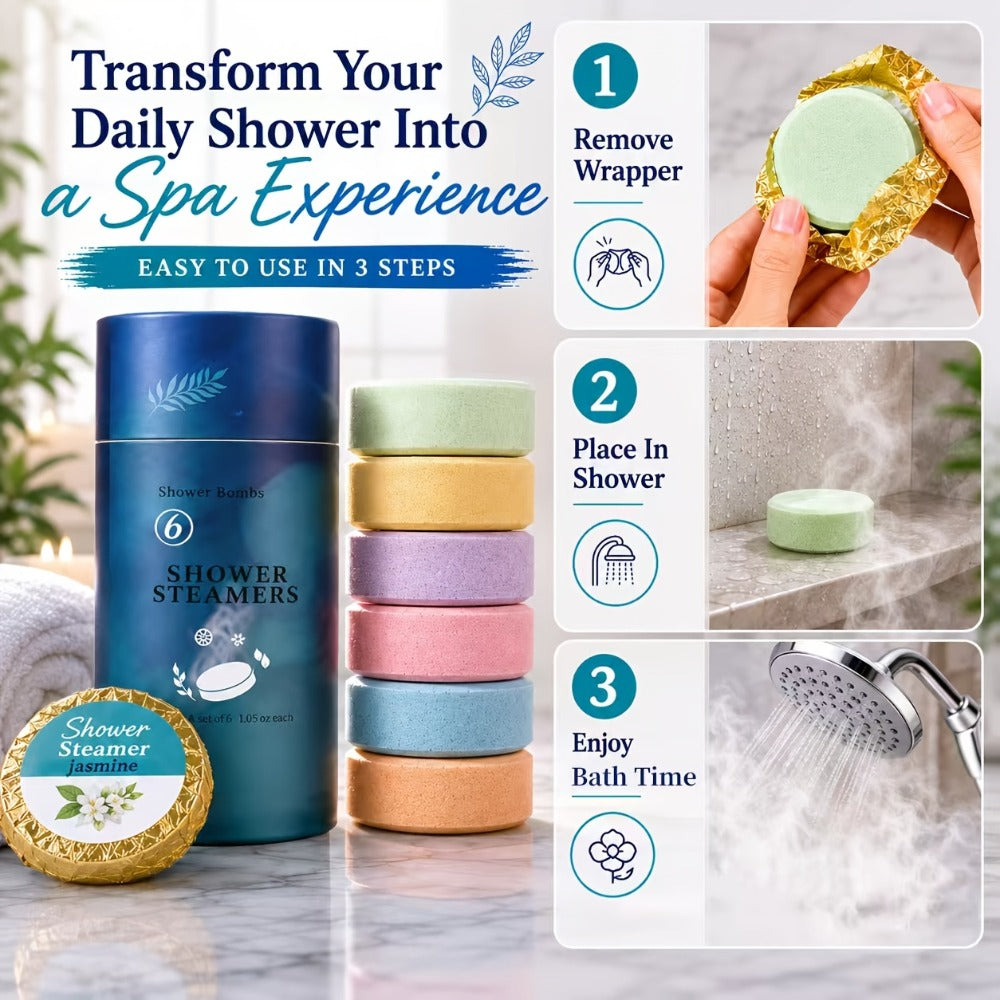 Shower Bombs 6 Pack Eucalyptus & Lavender Essential Oils — Aromatherapy Shower Steamers for Stress Relief Self Care Home Spa Gift for Women Men Birthday Mother's Day Christmas Valentine