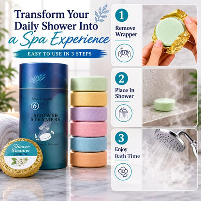 Shower Bombs 6 Pack Eucalyptus & Lavender Essential Oils — Aromatherapy Shower Steamers for Stress Relief Self Care Home Spa Gift for Women Men Birthday Mother's Day Christmas Valentine