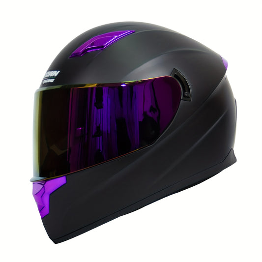 Full Face Motorcycle Helmet Purple – DOT Approved Adult Motorbike Helmet, Lightweight Aerodynamic Design for Men Women, Sizes M / L / XL