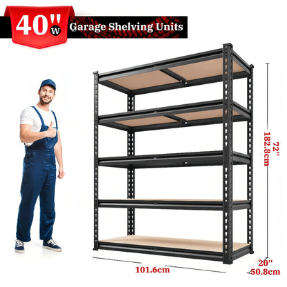 Heavy Duty Garage Shelving Unit 5-Tier Metal Storage Shelf – 2000/2500 LBS Capacity Adjustable Steel Shelves for Garage, Basement & Warehouse | 60"/72" H Utility Rack for Kitchen, Pantry & Workshop