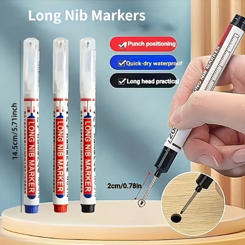 Deep Hole Marking Pens 29 Pack – Long Point Oil-Based Woodworking Markers, Multi-Color Red Blue Black Pencils for Wood, Ceramic, Tile & Bathroom Installation, Carpenter Marking Tool Set