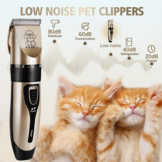 Dog Grooming Kit USB Rechargeable Electric Clippers Ceramic Blade Pet Hair Trimmer with Brush Comb Set for Cats Dogs Golden Red Grey Beauty Sets