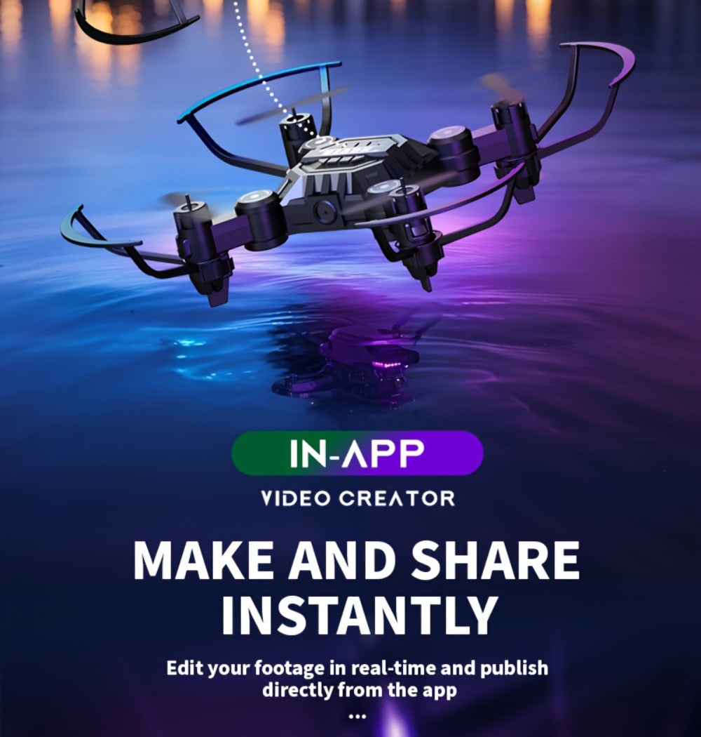 Watch-Controlled Mini RC Drone with Two Rechargeable Batteries in Blue, Green or Black for Indoor Flight