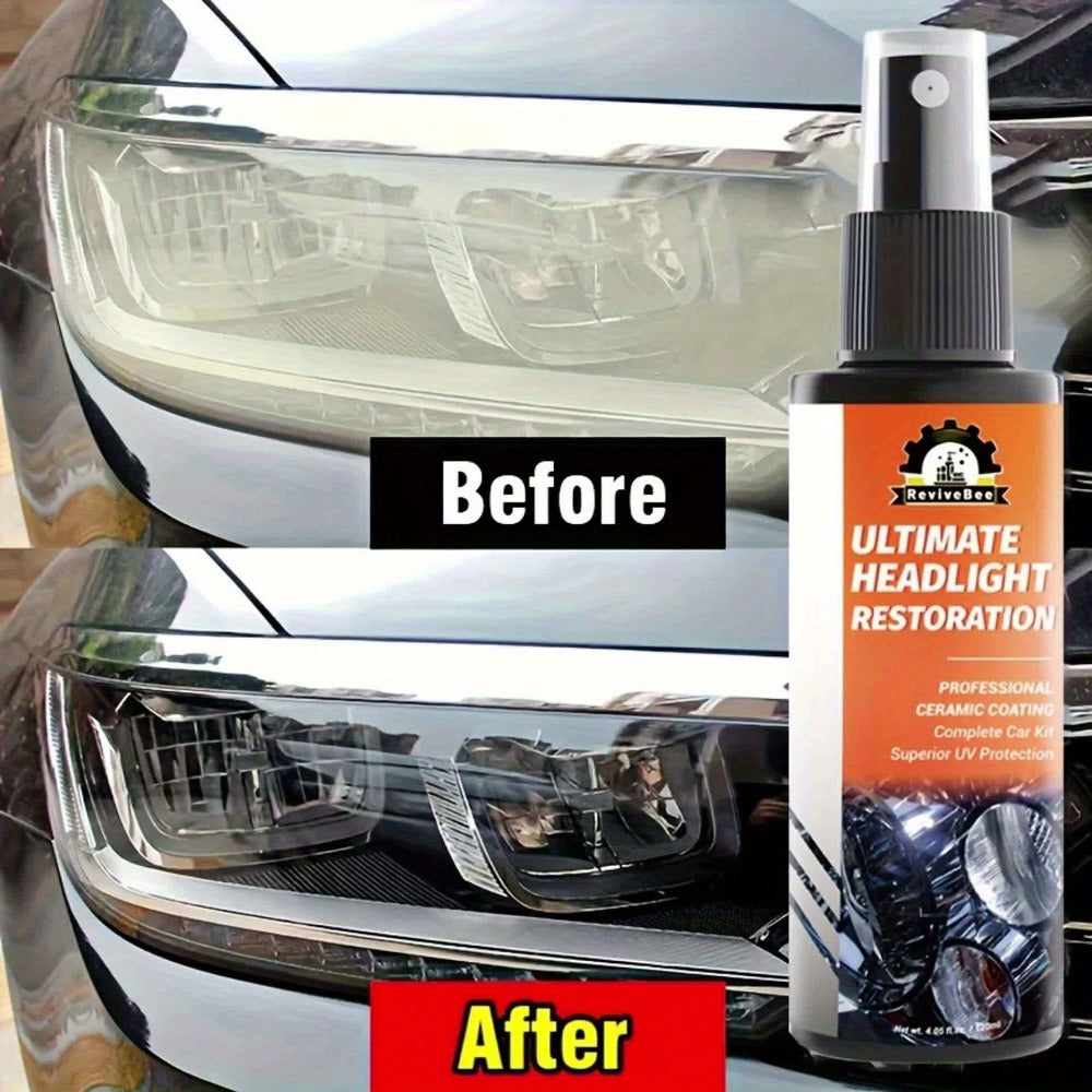 Car Headlight Restoration Kit – Removes Yellowing & Scratches, Restores Lens Clarity, Chemical-Free Physical Polish Cleaning Solution, Universal for All Vehicles, 1 Bottle