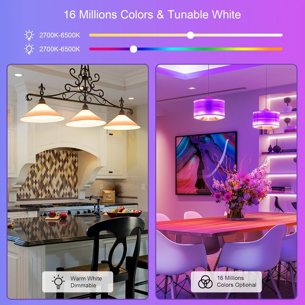 A19 E26 Wi-Fi and Bluetooth Smart Light Bulbs with RGB and White Modes in Two-, Four- or Six-Bulb Packs