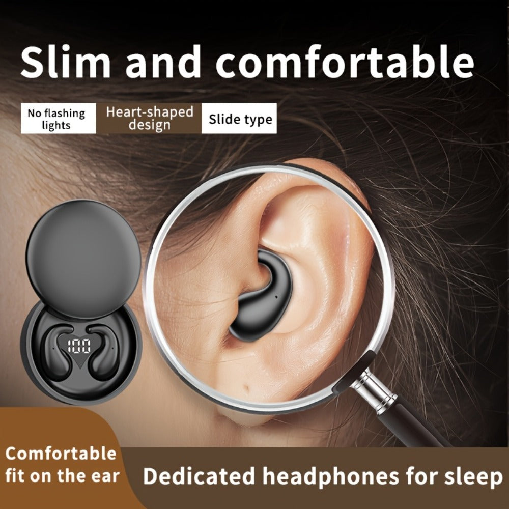 Invisible Sleep Earbuds Bluetooth 5.4 Ultra Thin Mini Wireless Earphones – No Latency Gaming Intelligent Noise Reduction Ultra Long Battery Life Comfortable In-Ear for Side Sleepers Work Travel