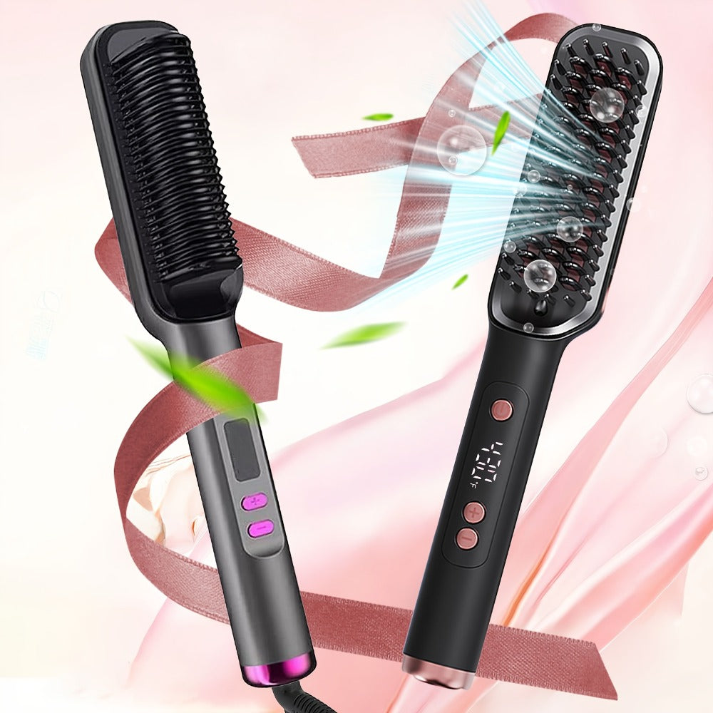 Heated Straightening Brush with Display in White, Grey, Champagne or Purple and Accessory Set