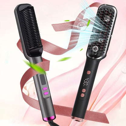 Heated Straightening Brush with Display in White, Grey, Champagne or Purple and Accessory Set