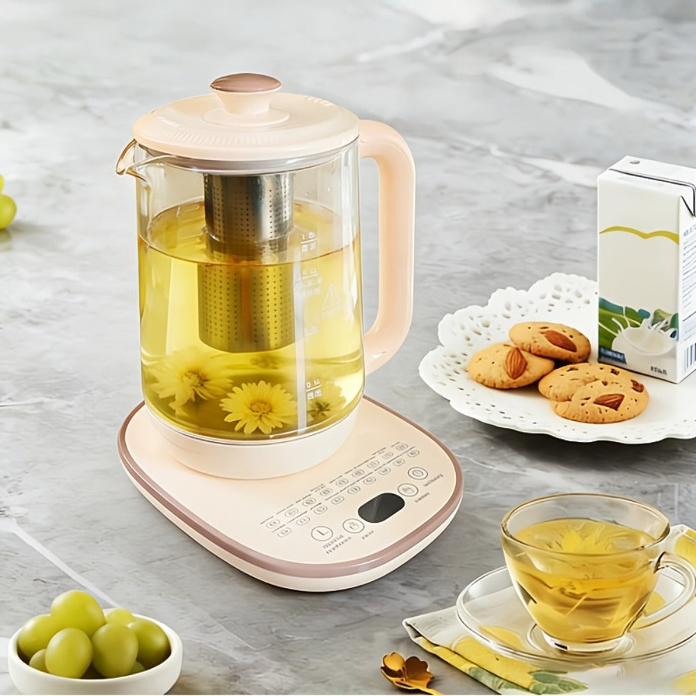 Electric Kettle 1.8L Glass Multi-Function Pot with 18 Presets, Removable Filter and 110V US Plug