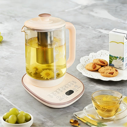 Electric Kettle 1.8L Glass Multi-Function Pot with 18 Presets, Removable Filter and 110V US Plug