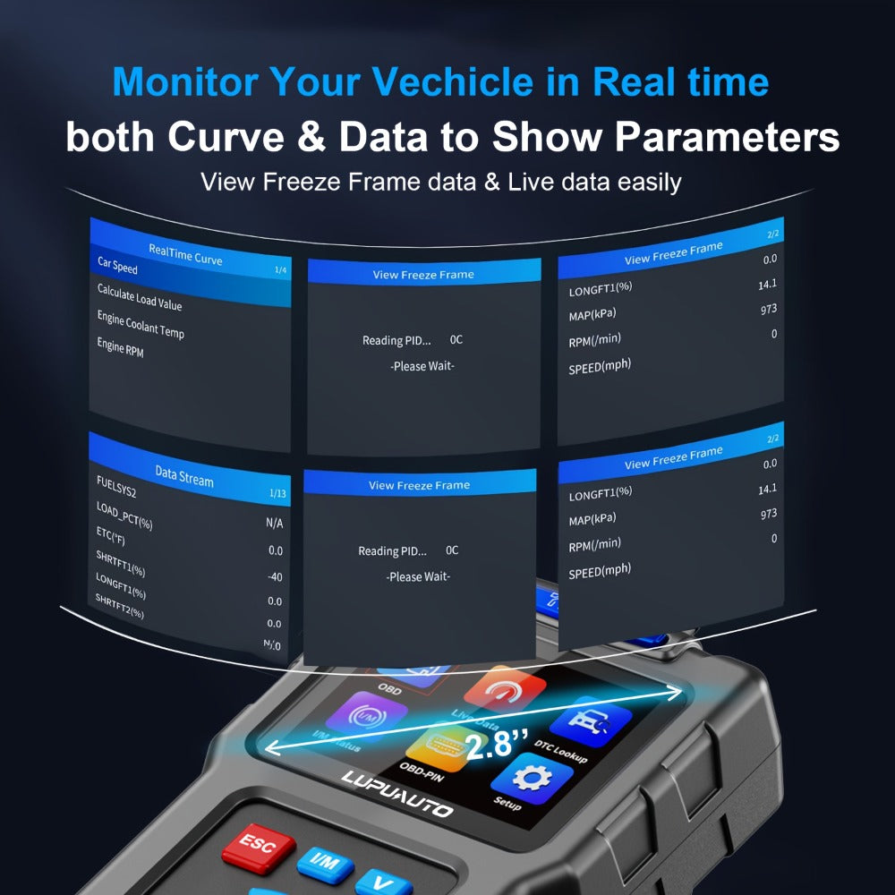 OBD2 Scanner Diagnostic Tool Plug and Play Read Clear Engine Codes Live Data I/M Readiness VIN Auto Detect 14 Languages for All OBDII Cars Since 1996 T200 T300