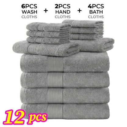 Luxury Towel Set 12 or 24 Piece Hotel Quality Cotton - Highly Absorbent Quick Dry Thick Bath Towels Hand Towels Washcloths | 7 Colors | Hotel Spa Gym Home Bathroom Essentials Gift Set