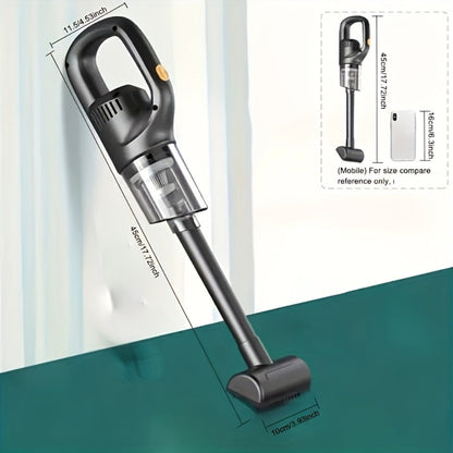 Black Cordless Handheld Vacuum Cleaner with Detachable Dust Bin, Extension Tube and Two Brush Attachments
