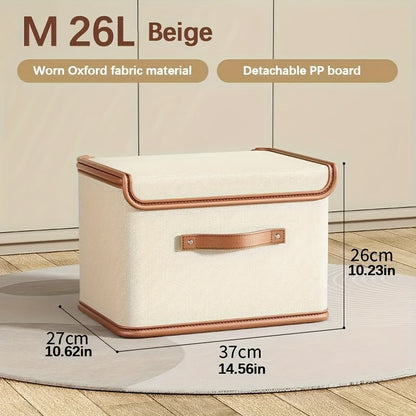 Two-Pack Foldable Storage Bins with Flip-Top Lids, Front Handles and Four Exact Capacity Options