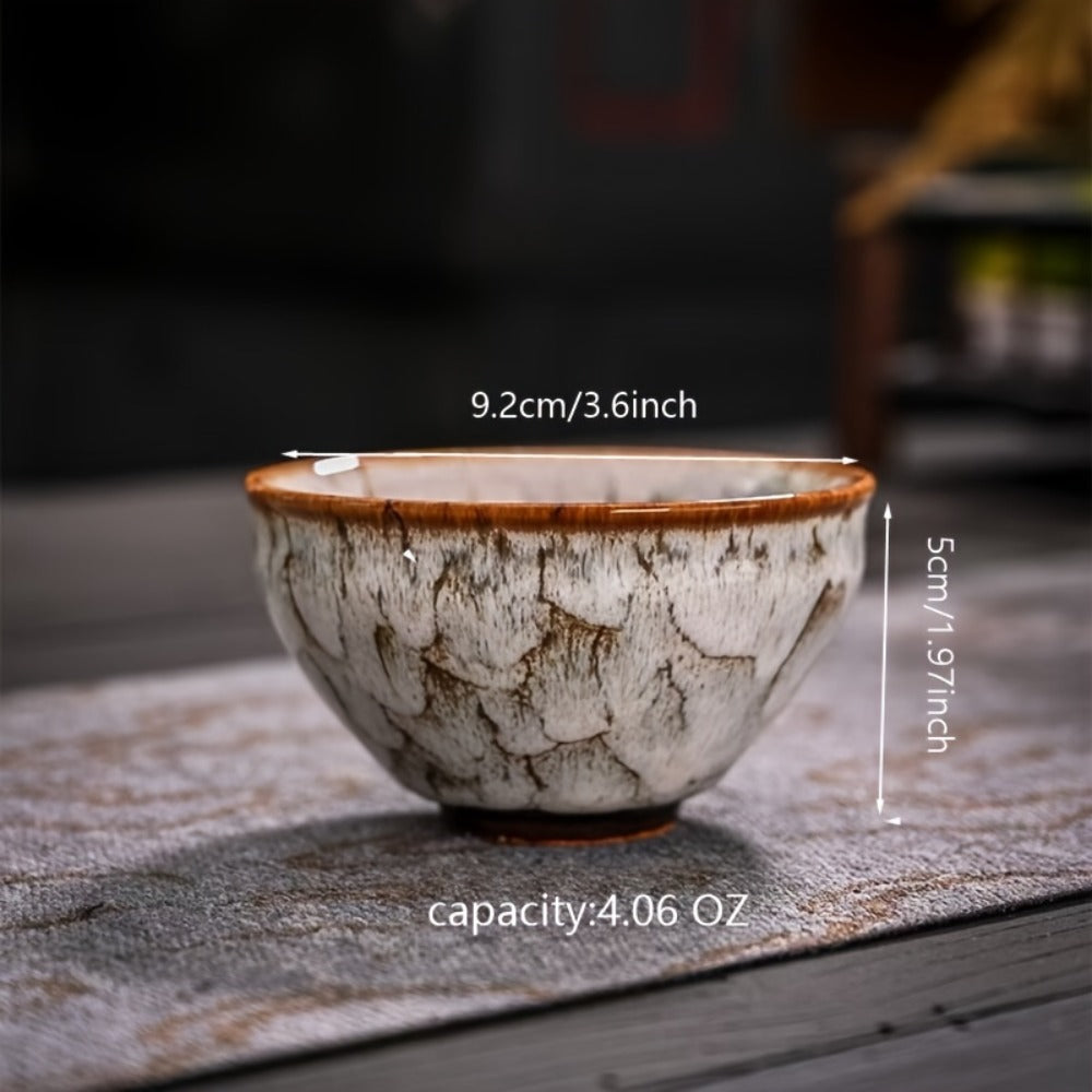 Five-Piece Jianzhan-Style Ceramic Tea Cup Set in Five Colors with 4.06-Ounce Bowls and Gift Box