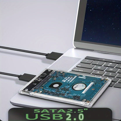 2.5 Inch External Hard Drive Enclosure USB 2.0 to SATA III Converter - Supports Up to 6TB HDD SSD, UASP High-Speed Transfer, Tool-Free Installation, ABS, Compatible with 7mm & 9.5mm Drives (Drive Not Included)