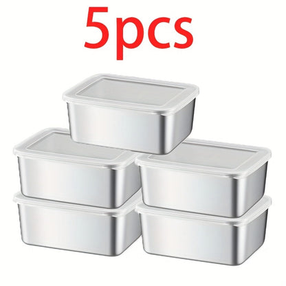 Food Storage Containers 304 Stainless Steel Set with Lids in Five-, Six- or Eight-Piece Options
