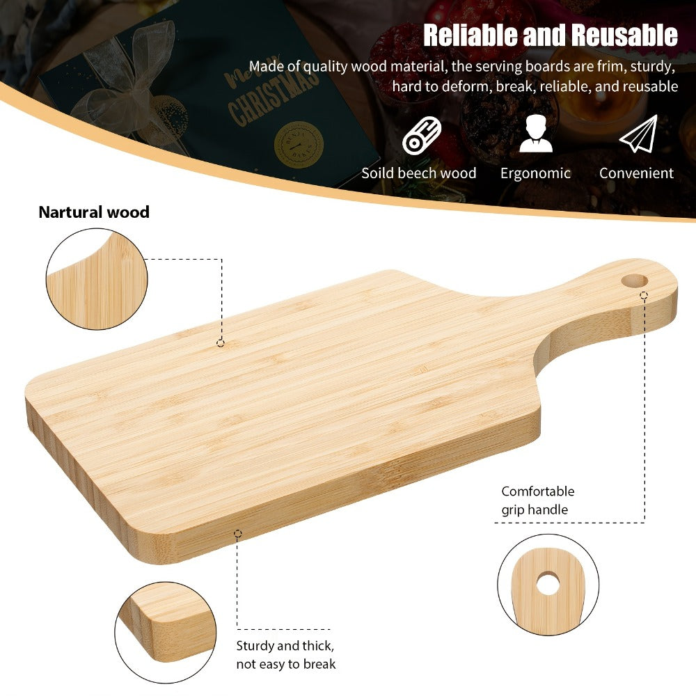 Cutting Board 12-Piece Unfinished Wood-Look Blank Set with Handles for Engraving and Display Projects
