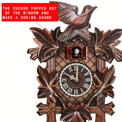Cuckoo-Style Decorative Wall Clock with Pendulum and CL010 or CL303 Brown Wood-Look Model Options