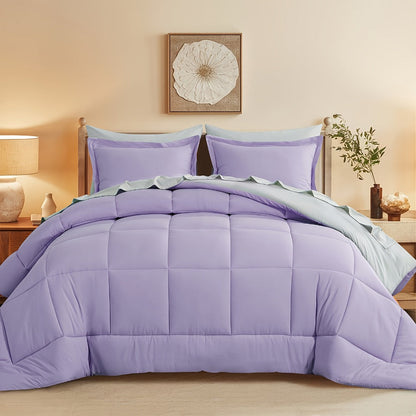 7 Piece Comforter Set Luxury Soft Fluffy Bedding All Season Bed in a Bag with Comforter Fitted Sheet Flat Sheet Pillowcases Hypoallergenic Breathable Easy Care Queen King Twin XL Full