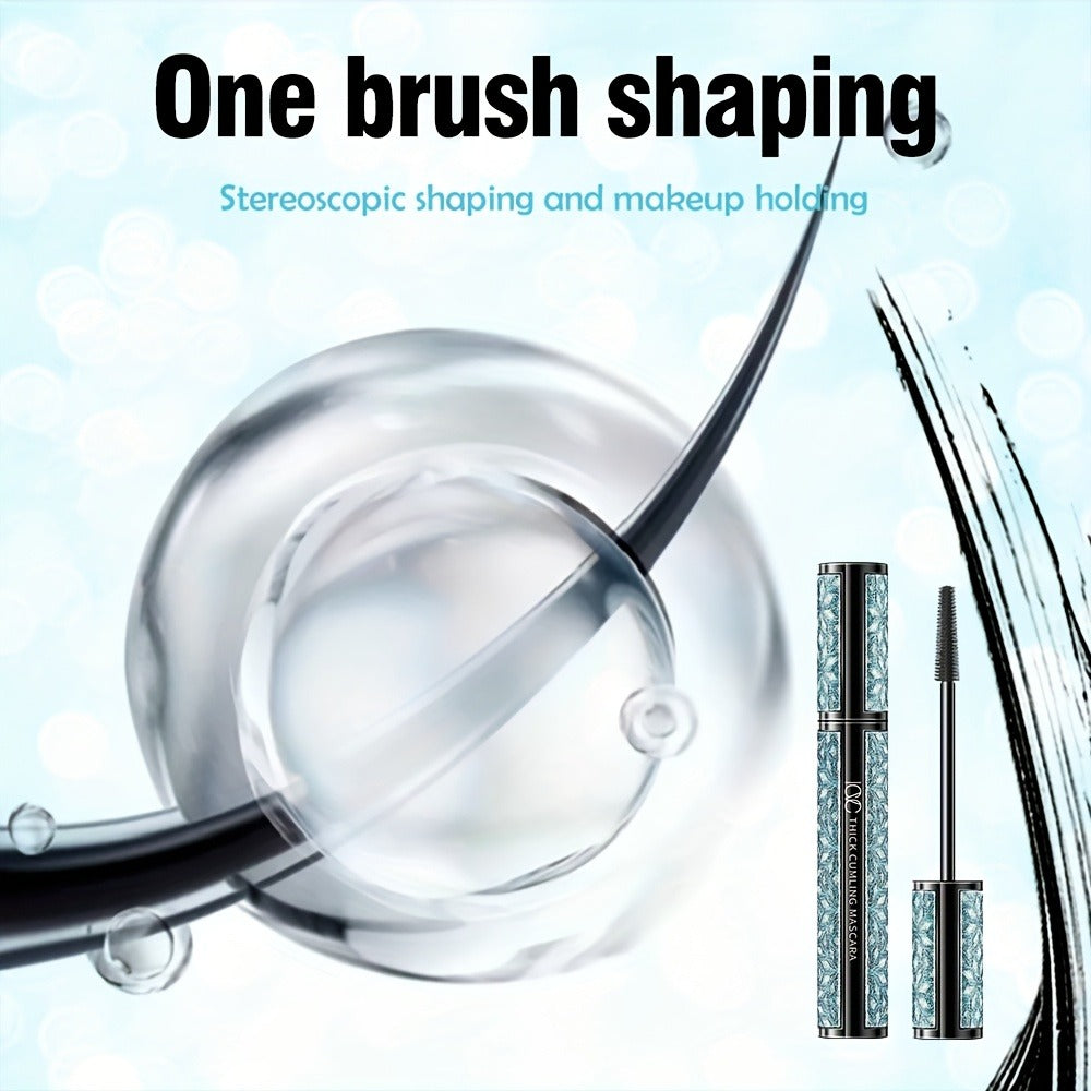 Black Mascara Three-Piece Set in Tall Silver Crystal-Pattern Tubes with Straight Black Bristle Wands