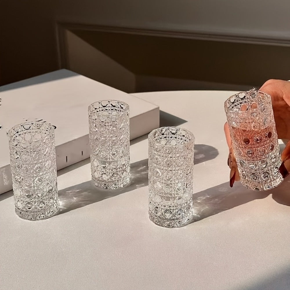 Diamond-Texture Shot Glass Set in Four- or Six-Piece Checkout Options for Home Bars and Party Serving