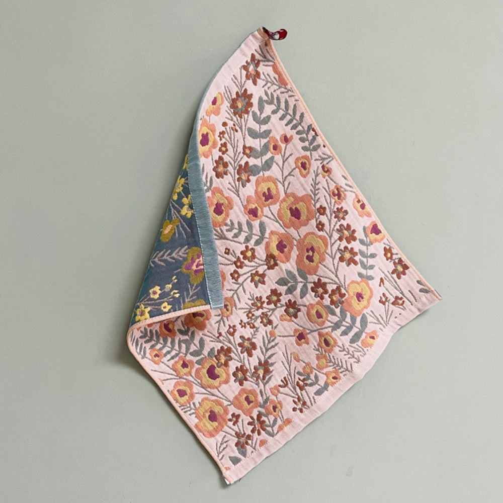 Floral Cotton Face Towels 2pcs – Soft Absorbent Wash Cloths for Home, Hotel & Spa | 14.37x15.75 In