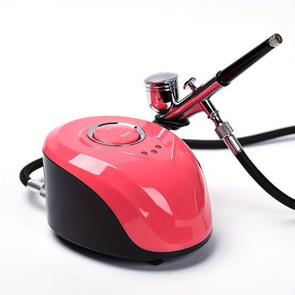 Mini Air Compressor and Airbrush Kit with White or Red 19B Model Options and 120 x 90 x 70 mm Pictured Base