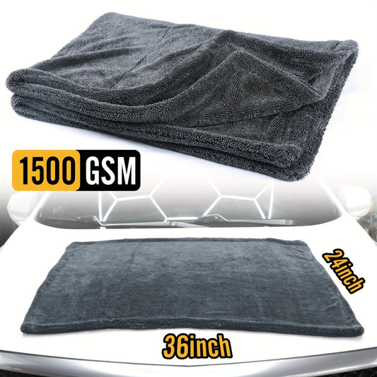 1500GSM Edgeless Car Drying Towel 24"x36" – 70/30 Twisted Loop Microfiber for Cars, Trucks & SUVs, Streak-Free