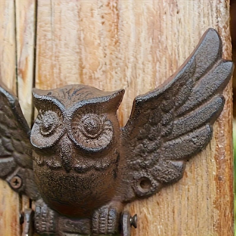 Winged Owl Door Knocker with Pictured 8.86-Inch Height, Ring Handle and Rustic Dark Finish