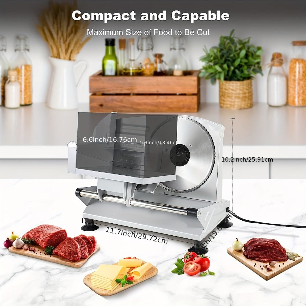 Electric Meat Slicer for Home, 6.7" Stainless Steel Blade, 150W Deli Food Slicer with Adjustable 0-15mm Thickness for Cold Cuts, Cheese, Bread & Vegetables, Easy to Clean