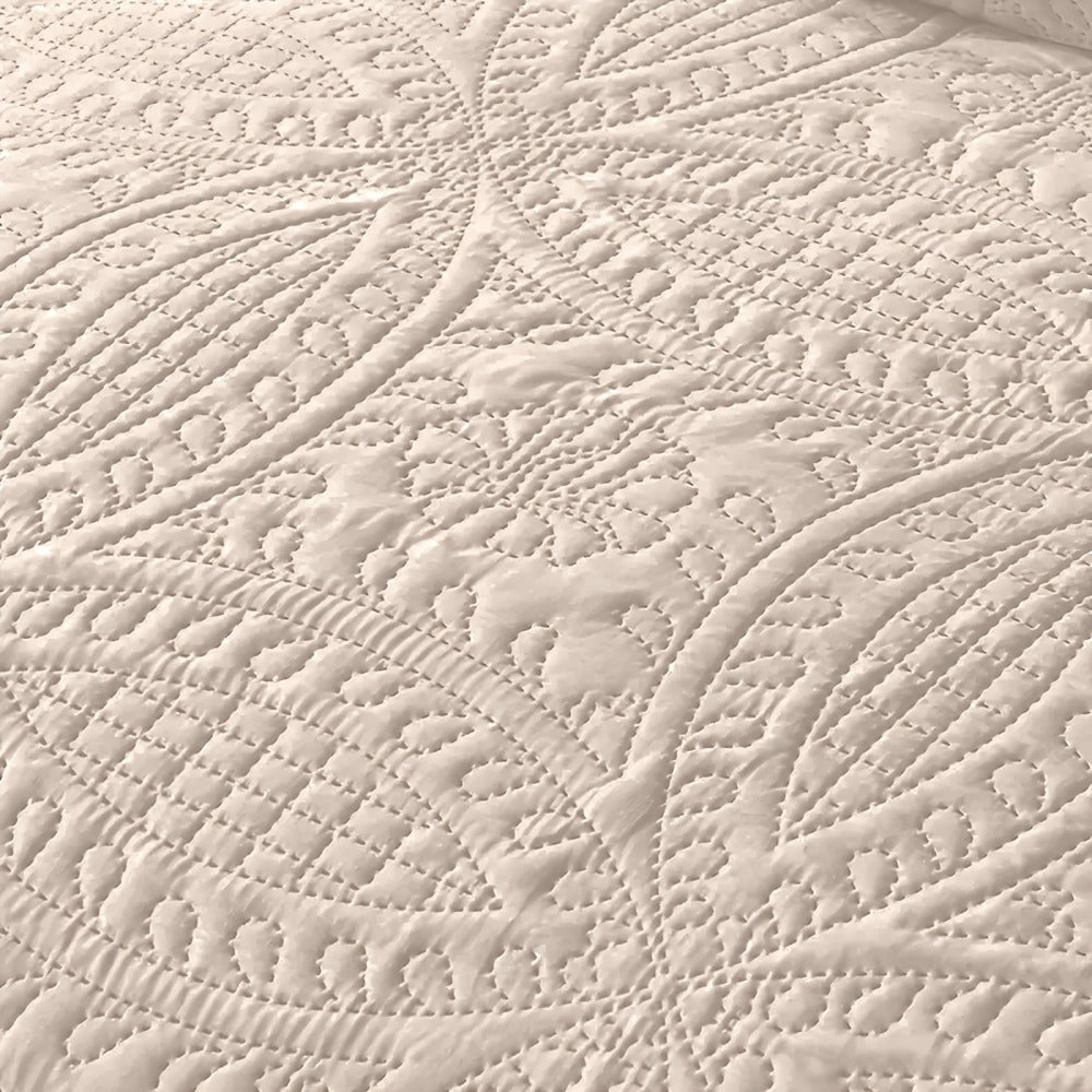 Three-Piece Lightweight Microfiber Quilt Set with Pillow Shams in Ten Size and Color Options