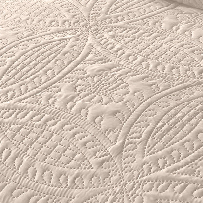 Three-Piece Lightweight Microfiber Quilt Set with Pillow Shams in Ten Size and Color Options