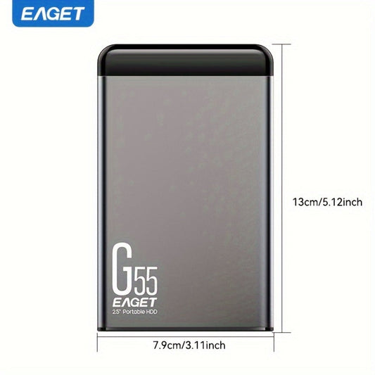 500GB Portable External Hard Drive EAGET G55 – USB High Speed Plug and Play Mechanical HDD for Laptop Desktop PC Mac Game File Video Music Photo Backup Storage
