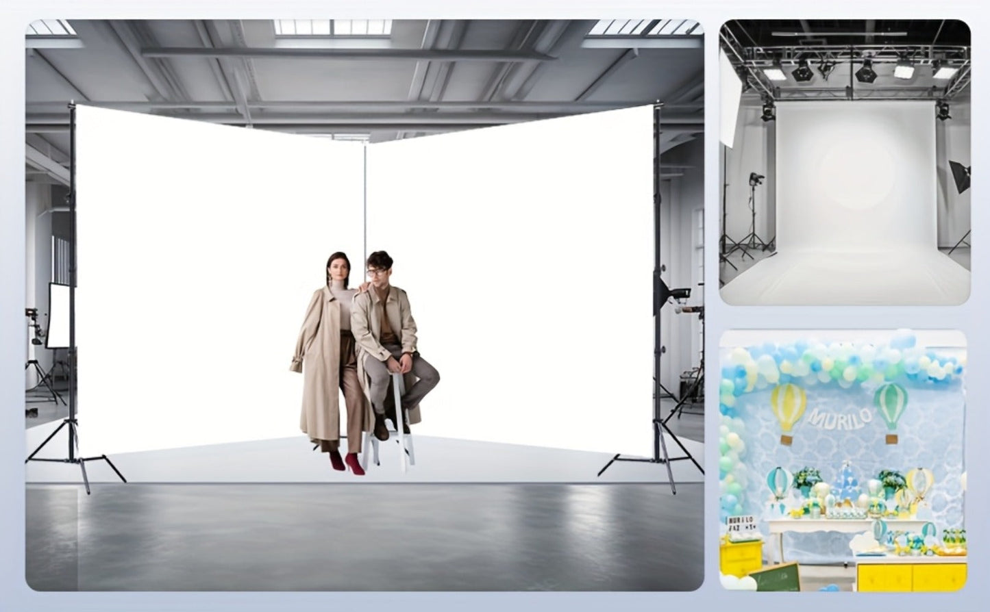 Backdrop Stand BEIYANG 20 x 10-Foot Three-Tripod Corner Kit with Twin Crossbars and Six Spring Clamps